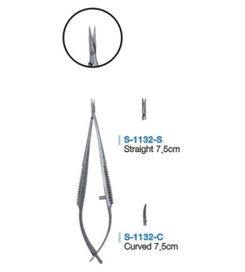 MICRO SPRING SCISSOR-스프링가위, 7.5cm-3mm 곡